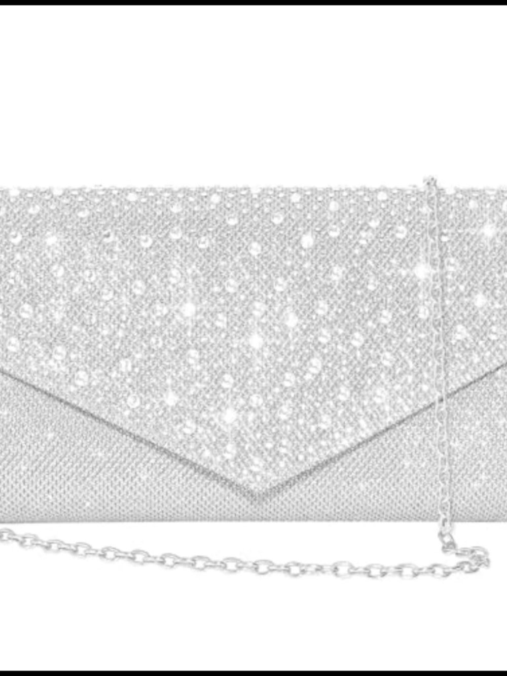 Glitter Rhinestone Evening Clutch Envelope Handbag with Chain